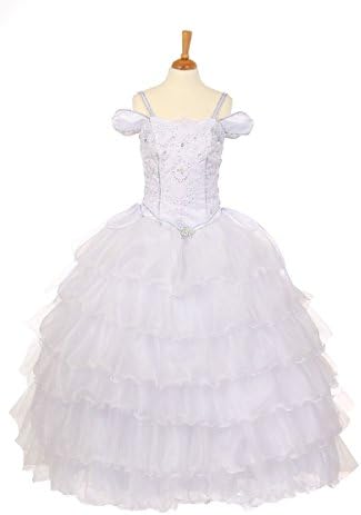 Wii888lo Flower Girl Rhinestones White First Holy Communion Easter Dress 7-20 (12)