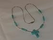 Liquid Silver Necklace with Turquoise Beads with Cross - NK-0025