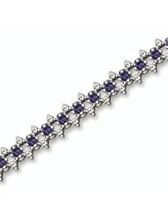 14k Solid Gold Diamond Sapphire Tennis Bracelet (3.96 cts.tw.)