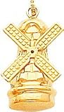 14K Yellow Gold Windmill Charm Pendant Jewelry New