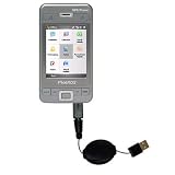 Retractable USB Cable for the Pharos PGS Phone 600 with Power Hot Sync and Charge capabilities - Gomadic Brand w/ TipExchange Technology