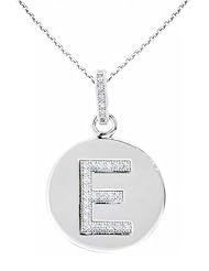 Sterling Silver "E" Initial Set with CZs and Chain