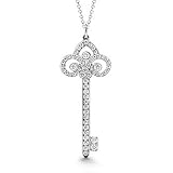Bling Jewelry Sterling Silver Pave CZ Fleur De Lis Key Pendant with 18 Chain
