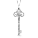 Bling Jewelry Sterling Silver Pave Diamond CZ Fleur De Lis Key Pendant with 18\