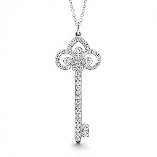 Bling Jewelry Sterling Silver Pave Diamond CZ Fleur De Lis Key Pendant with 18″ chain.