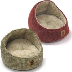 Precision Pet Hooded Chenille Cat Bed tan-color 18" length x 18" width x 15" height