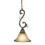 31L7kOBE4fL. SL160  Florence   1 Light Mini Pendant Lighting Fixture   Mottled Bronze with Silver Highlights   Hand Painted Caramelized Glass with Gold Trim and Crystal Jewels   B4752