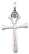 Blue Crystal Fertility Cross Pewter Pendant Necklace