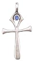 Blue Crystal Fertility Cross Pewter Pendant Necklace