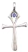 Blue Crystal Fertility Cross Pewter Pendant Necklace