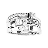 14k White Gold Moissanite Diamond Ring 1/2ct 1/4ct Sz 6 - JewelryWeb