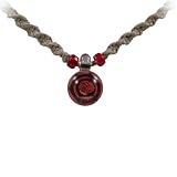 Glass Red Rose Pendant On Hemp Necklace