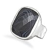 Banded Black Onyx Hammered Ring with Matte Finish Band