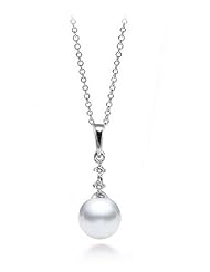 PremiumPearl 7-9mm AAA Japanese White Akoya Pearl Pendant 14k Gold & Diamonds