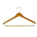 Men's Hardwood Suit Hanger with Locking Bar & Brass Hardware, Light Walnut Finish (Case of 100)