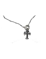 Babys First Sterling Silver Cross Charm Necklace - Bless This Child with Lots of Love