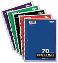 (6 Pack Value Bundle) TOP65021 Wirebound 1-Subject Notebook, College Rule,10-1/2 x 8, White, 70 Sheets/Pad