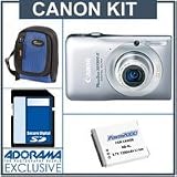 Canon Powershot SD1300 IS Digital Elph Camera Kit,- Silver - with 4GB SD Memory Card, Camera Case, Spare NB-6L Type Lithium-ion Battery