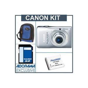 Canon Powershot SD1300 IS Digital Elph Camera Kit,- Silver - with 4GB SD Memory Card, Camera Case, Spare NB-6L Type Lithium-ion Battery