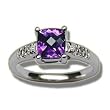 .01 CT 6MM CHECKERCUT AMETHYST LADIES WHITE RING