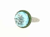 Blue Topaz, Tsavorite and Diamond Ring in White Gold by Christophe Danhier