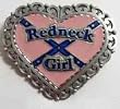 REDNECK GIRL PINK HEART  BELT BUCKLE,WITH REBEL FLAG