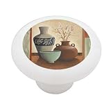Oriental Vases and Bamboo Decorative High Gloss Ceramic Drawer Knob