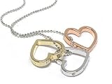 White Gold Plated Triple Crystal Heart Necklace Jewelry