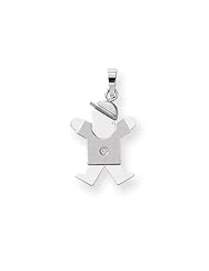 14k White Gold AA Diamond Kid Pendant Diamond quality AA (I1 clarity, G-I color)