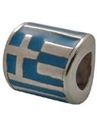 Genuine Zable (TM) Product. 925 Sterling Silver Greece Flag Bead Charm. 100% Satisfaction Guaranteed.
