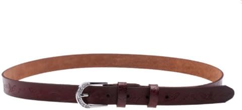 Herebuy - Vintage Carved Leather Western Belt Desiger Belts for Women (Coffee)