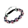 BRACELET SHAMBALLA UNISEXE - EN CRISTAL DRAPEAU ANGLAIS - HEMATITE, REGLABLE