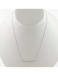14 Karat White Gold Sideways Diamond Cut Bar Adjustable Necklace (18 inch)