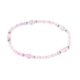 Anklet - A35 - Fire Polished Glass Beads - Stretch ~ Lt Rose AB (Pink Iridescent)