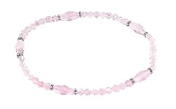 Anklet - A35 - Fire Polished Glass Beads - Stretch ~ Lt Rose AB (Pink Iridescent)
