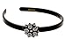 France Luxe Headband with Single Swarovski Flower - Black with Crystal Swarovski