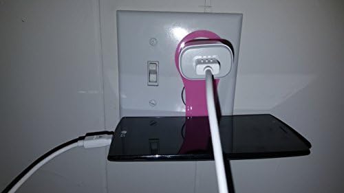 Folding Mobile Cell Phone Wall Charger Hanger Charging Rack Shelf (Pink)