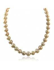Sterling silver 11-12mm dyed champagne freshwater cultured pearl necklace, 18"