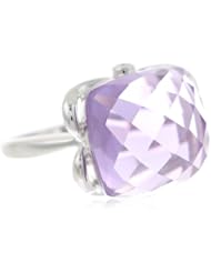 Sterling Silver Bubble Amethyst Diamond Ring (0.02cttw, I-J Color, I2-I3 Clarity), Size 7