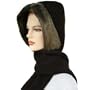 Dark Brown Faux Fur Cloche Hood Cowl & Knit Scarf Hat