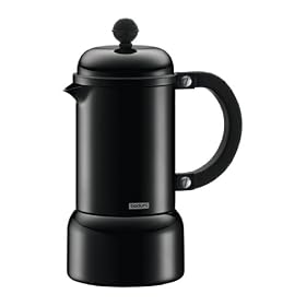 Bodum 10616-01CHAMBORD Espresso maker, stove top, 3 cup, 0.18 l, 6 oz, aluminium Black- Kitchen & Home