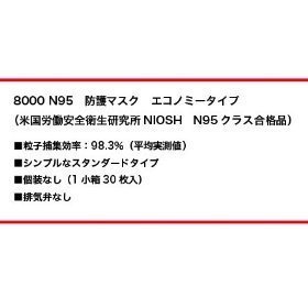 3M社製 N95マスク 8000N95(1箱30枚入)のサンプル画像