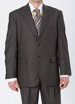 Kilburne & Finch Brownish Gray with Faint Blue Stripe 2-Button Center-vented Suit with Pleated Pant