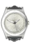 Gucci Pantheon Black Leather Silver Dial Men's Watch #YA115230