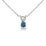1/10ct Blue Diamond Solitaire Pendant in Sterling Silver