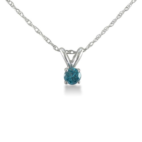 1/10ct Blue Diamond Solitaire Pendant in Sterling Silver