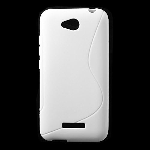 White S Shape TPU Gel Case for HTC Desire 616 + One Clear Screen Protector