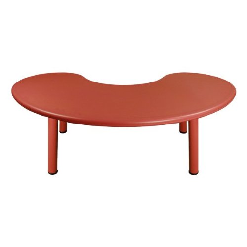 Half Moon Plastic Table Color: Red, Leg Height: 22