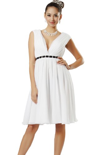 eDressit Tiefer V-Ausschnitt Weiss Cocktailkleid£¨04100107£©
