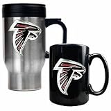 Atlanta Falcons Stainless Steel Travel Mug and Black Ceramic Mug Set